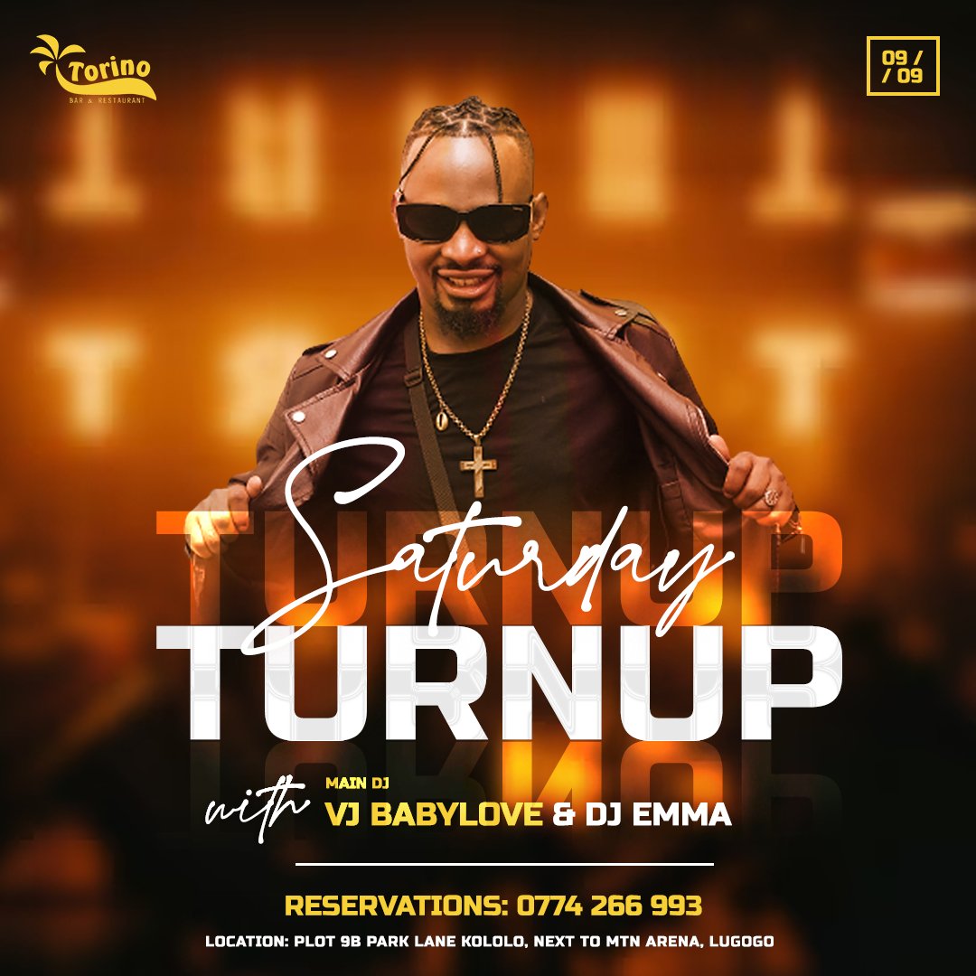 TorinoKampala's tweet photo. The party is on tonight with @vjbabylove.🥂🎵 Join us for a mad turn up! #SaturdayTurnUp https://t.co/YEmfa8GP9z