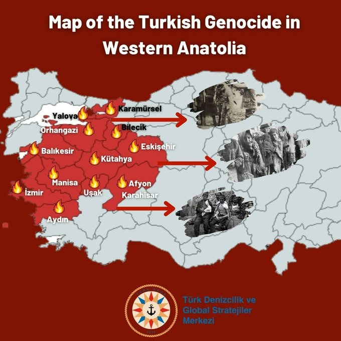 🔴With the occupation of İzmir,the Greek volunteers of the Mavri Mira burned down Western Anatolia together with the Greek army and committed genocide. 

📍640 thousand dead. 

📍860 thousand exiles.

 📍3.291.000 farm animals

 📍141.874 Houses were burned and destroyed.