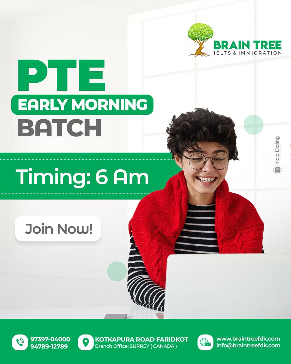 IeltsTree's tweet photo. Join early morning PTE batch !!

Call us  for more information :
 +91 97397 04000, +91 94789 12789

Visit us: https://t.co/p5WpWRgrOf

#touristvisa #candatourism #visa 
#canadastudyvisa #ielts #bestintown #canadastudentvisa #canadastudy  #abroad #AbroadStudy https://t.co/XI7vYSQbab