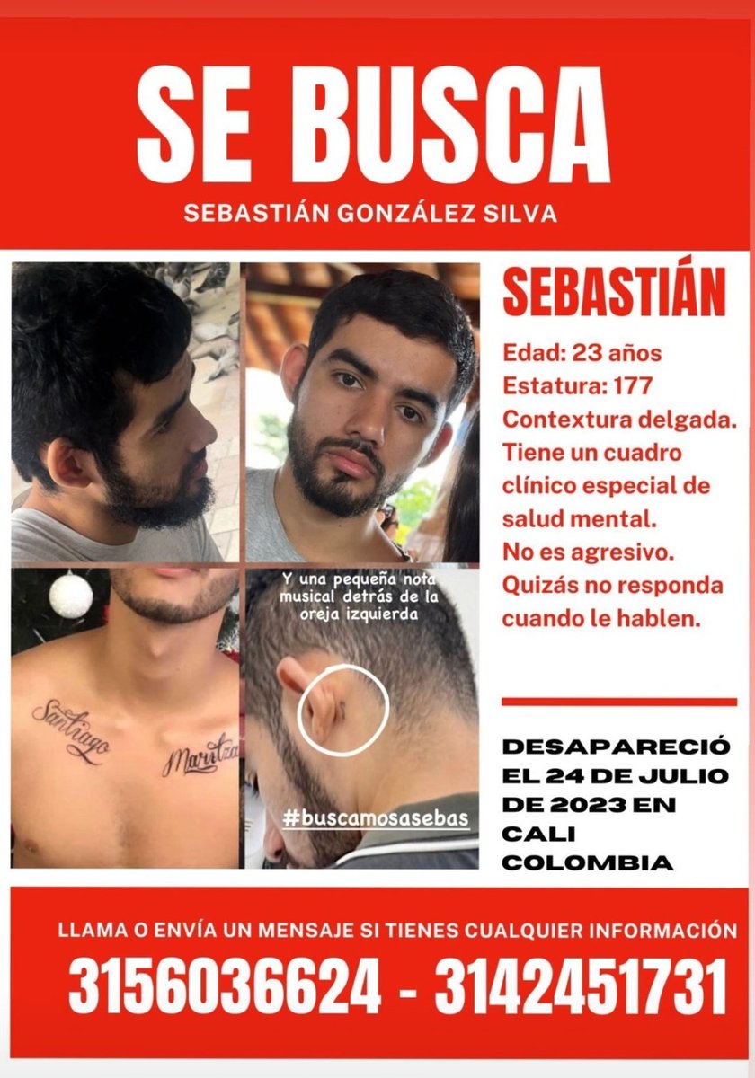 k_milo_sj's tweet image. Lleva mucho tiempo desaparecido en Cali, favor ayudar A la familia.
@SenorCaicedo_ @Mafalda_2020_ @lanathica @PizarroMariaJo @Matador000 @Pauliina_Mejia @gatasinbotas26 @SVargasOK