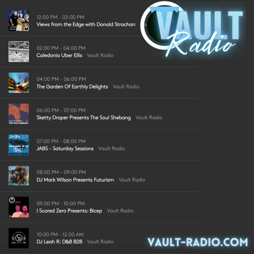 🎧 Don't miss out on our incredible shows! Tune in to catch Caledonia Uber Ellis, JABS, The Garden of Earthly Delights, The Soul Shebang with Sketty Draper, and Mark Wilson. 📻🔥 up today on Vault Radio... vault-radio.com