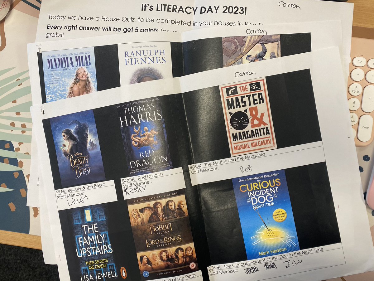 One of the exciting activities we worked on for #NationalLiteracyDay2023 
Our teams have a varied taste in film and literature <a href="/RossieYPT/">Rossie</a> 😜
Which house will win the most House Points?! Only a few weeks of term left before we have our first winning houses of 23/24
💙🖤🤍📚
