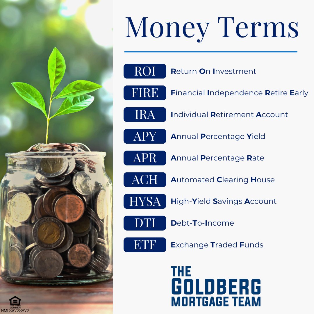 See if you, your kids, or your spouse/partner know what these 'money terms' mean this weekend.

If you don't know all of them, be sure to follow this account!!

#MoneyTerms #Money #Finance #Savings #Investing #FinancialLiteracy #MoneyStrategy #Mortgage