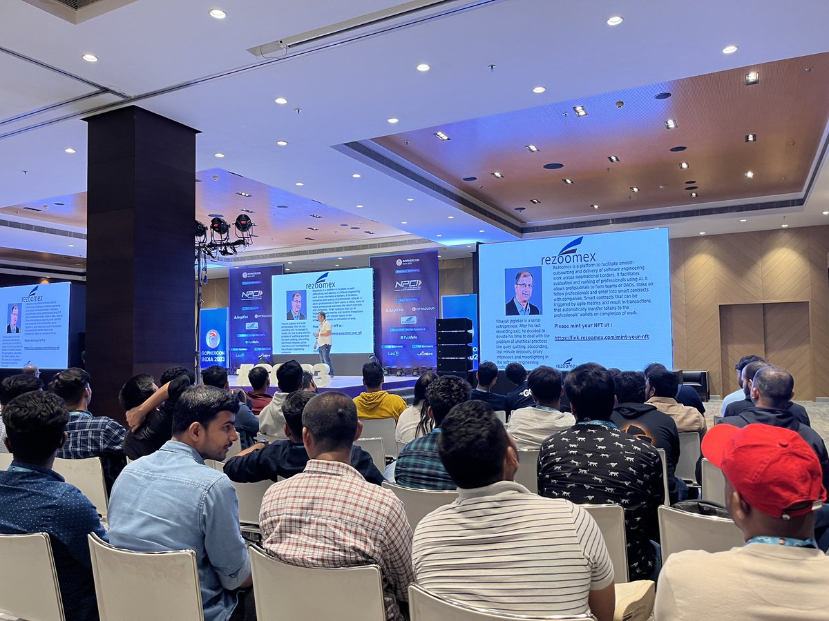 GopherConIndia's tweet image. Here&apos;s Rajesh Sahasrabudhe sharing insights with the audience at GopherCon India through his enlightening talk on &apos;Demystifying ERC 4337 - A New Standard for Blockchain&apos;.

#GopherconIndia2023 #GCI23 #Gopherconindia #Gofriends #gophercon #Gophers #Golang #Godevelopers @Rezoomex