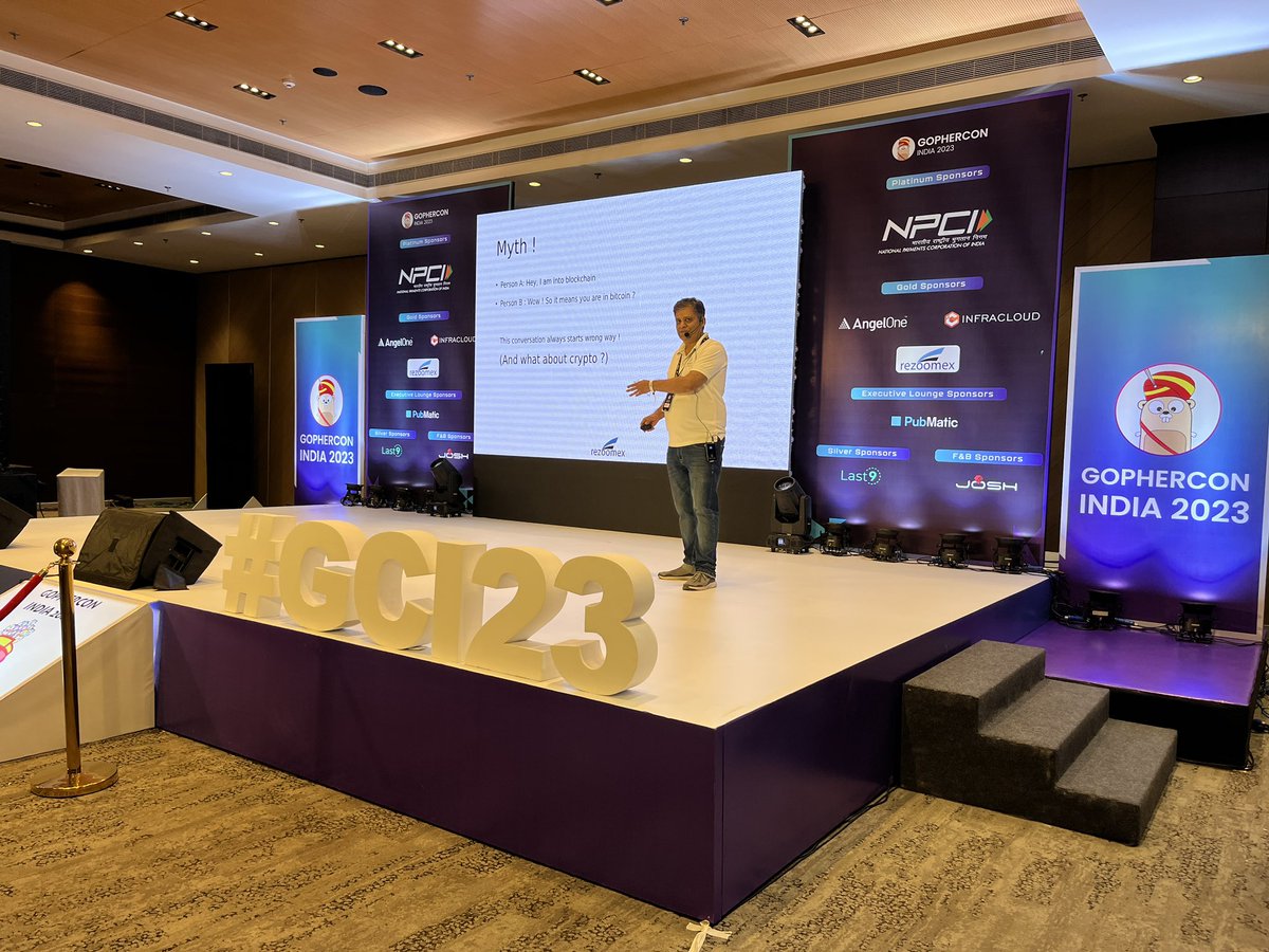 GopherConIndia's tweet image. Here&apos;s Rajesh Sahasrabudhe sharing insights with the audience at GopherCon India through his enlightening talk on &apos;Demystifying ERC 4337 - A New Standard for Blockchain&apos;.

#GopherconIndia2023 #GCI23 #Gopherconindia #Gofriends #gophercon #Gophers #Golang #Godevelopers @Rezoomex