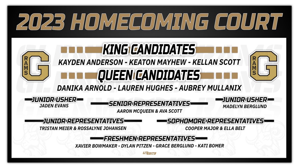 Congratulations to this year’s 2023 Homecoming Court! Visit our Homecoming website for all things Homecoming! glenwoodschools.org/homecoming/202…