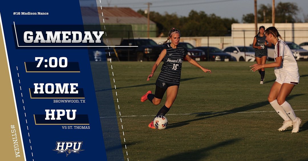 hputxwsoccer's tweet photo. GAMEDAY!

Come support your Lady Jackets tonight at home!

🆚 University of St. Thomas
📍 Citizens National Bank Field
⏰ 7:00 PM
📺 https://t.co/HSuMrhbx2J
📊 https://t.co/nsyxTW0HfH

#StingEm #StingEmHPU https://t.co/qyu80e3jQ0