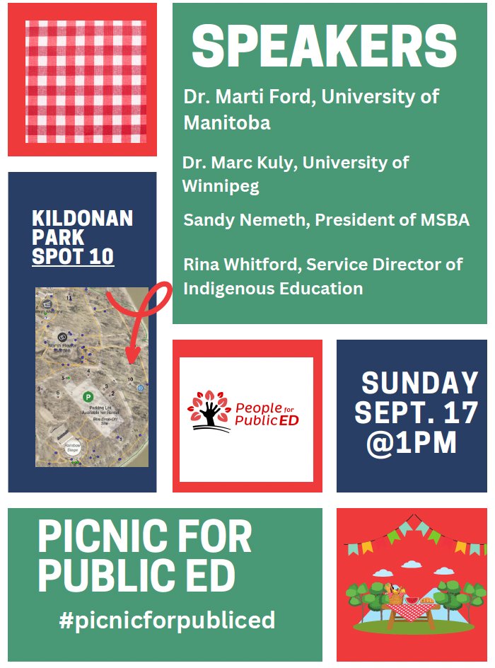 Announcing our speaker list for the Picnic for Public Education!
Dr. Marti Ford will talk about Equity and Equality of Education outside the Perimeter Highway.
Dr. Marc Kuly will talk about Enforcing Inequality: The Reality of Inner City School Funding
#picnicforpubliced