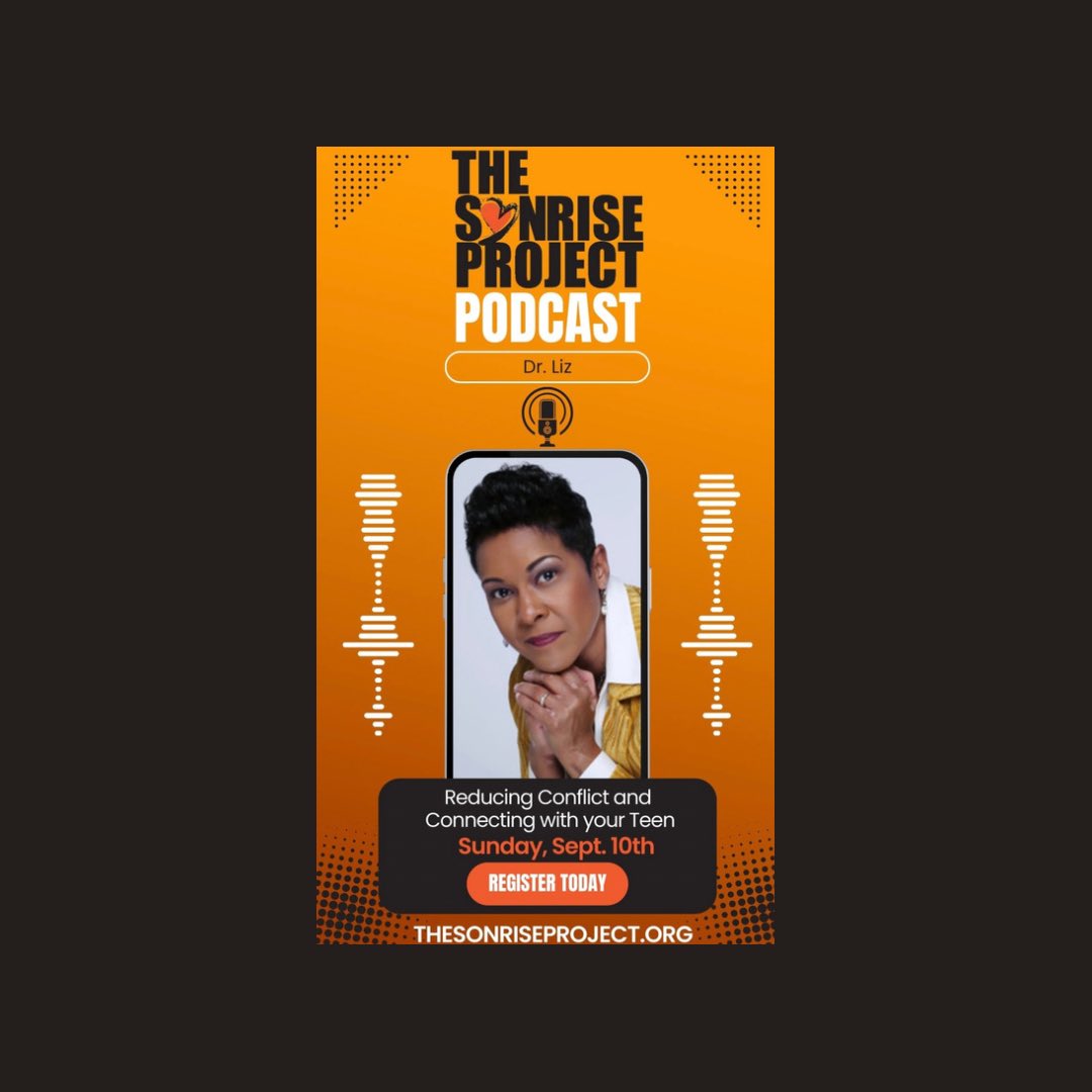 Join me tomorrow Sept 10 at 9AM on the Sonrise Project, a podcast available on the OWN PODCAST network, for a live discussion on how to reduce conflict and connect with your teens. Register to receive the link by going to bit.ly/450ScTn #parenting #blackyouth
