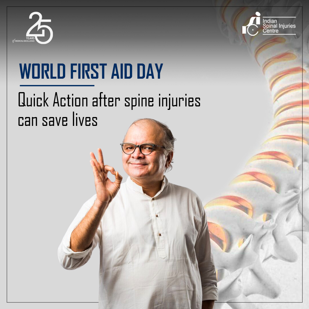 Spine injuries demand swift responses that can save lives.
On World First Aid Day, let's raise awareness about the critical importance of quick action in cases of spinal trauma.

#WorldFirstAidDay #SpineSafety #FirstAidDay #Indianspinalinjuriescentre #ISIC #spinehealth #FirstAid