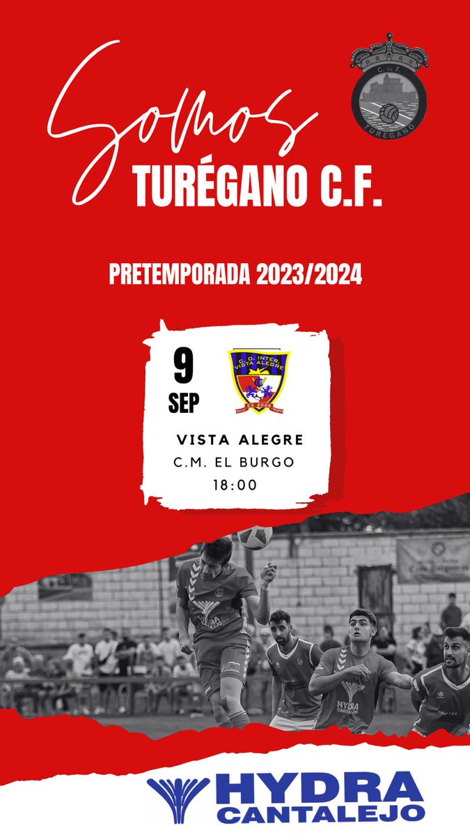 Tureganocf's tweet photo. ♦️ 1ª Regional Aficionados ♦️ 

@Tureganocf 🆚 @CDInterVA

◻️ Hoy nuestro primer equipo tendrá su último ensayo antes de comenzar la liga la semana que viene.
Enfrente el @CDInterVA compañeros de categoría.
🤝 Partido patrocinado por Hydra Cantalejo 

#TodoAlRojo #TureganoCF https://t.co/jOLHQ1UW5h