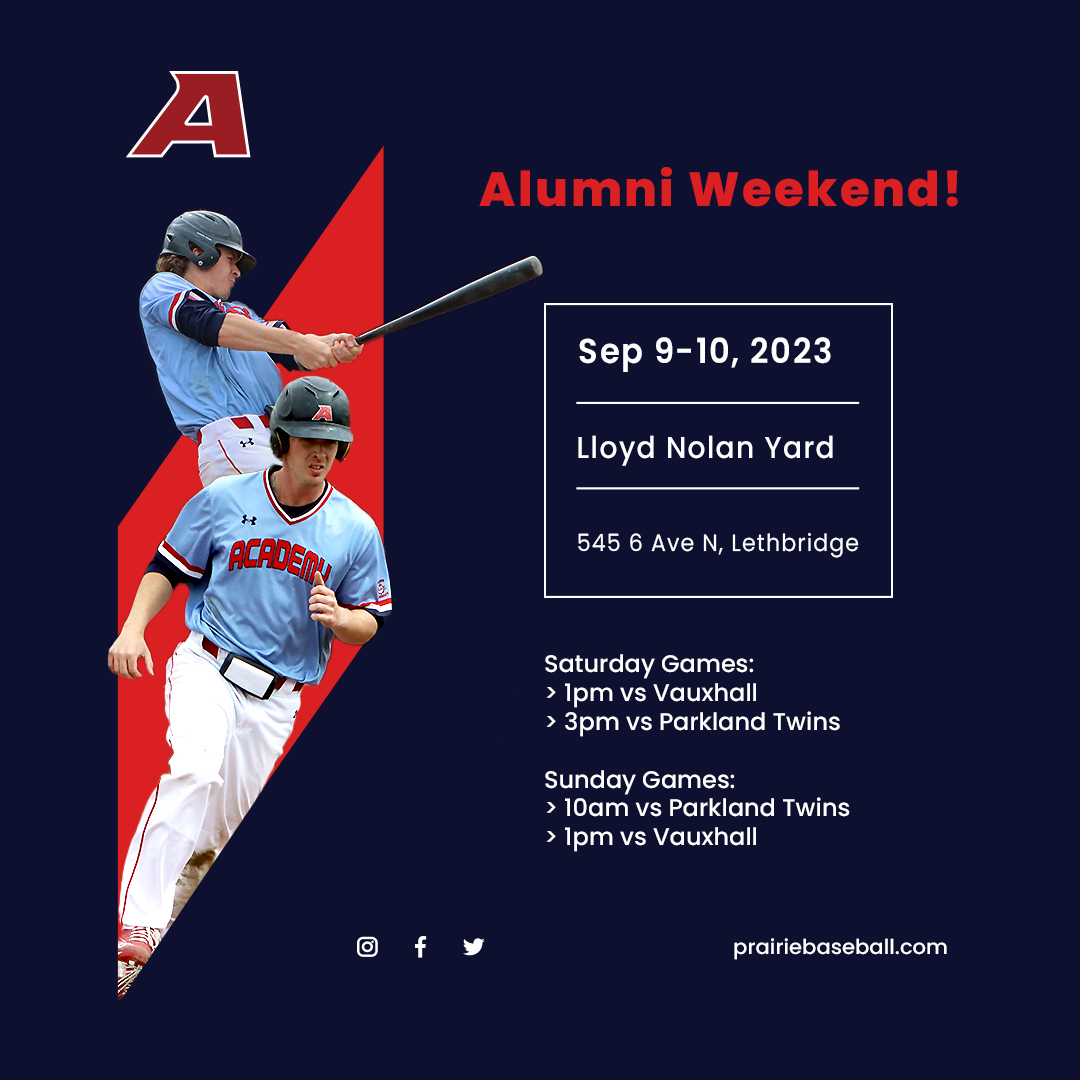 PrairieBaseball's tweet photo. Join us at Lloyd Nolan Yard as we face Vauxhall at 1pm and the Parkland Twins at 3pm today! Enjoy a great day of beverages and baseball!
#Gameday #Baseball #PBA #PrairieBaseball #YQL #Alumni #AlumniDay #LethbridgeBaseball https://t.co/5vixbNFeE6