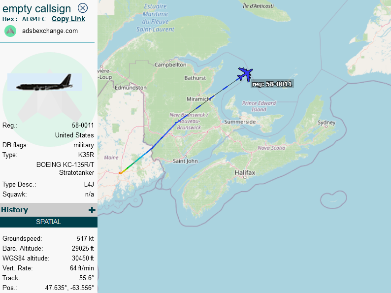 SirListenalot's tweet photo. 1153z #KC135 #AE04FC as #BLUE32 out of Bangor joining in https://t.co/XZbGpU82wh
