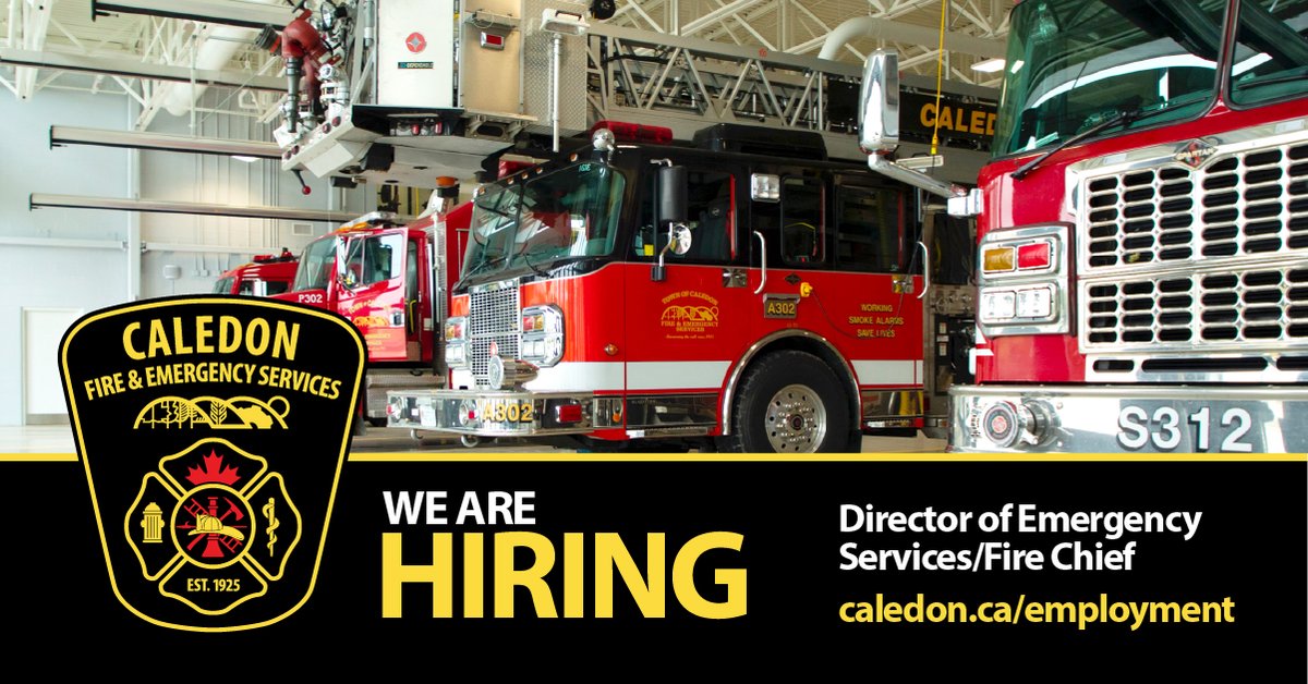 The Town of Caledon is hiring a Director of Fire and Emergency Services/Fire Chief. This position will ensure effective emergency services, lead a talented team at Caledon Fire, and implement the Town's strategic plan. Interested?

Apply today: ow.ly/1TMw50PJuTi
