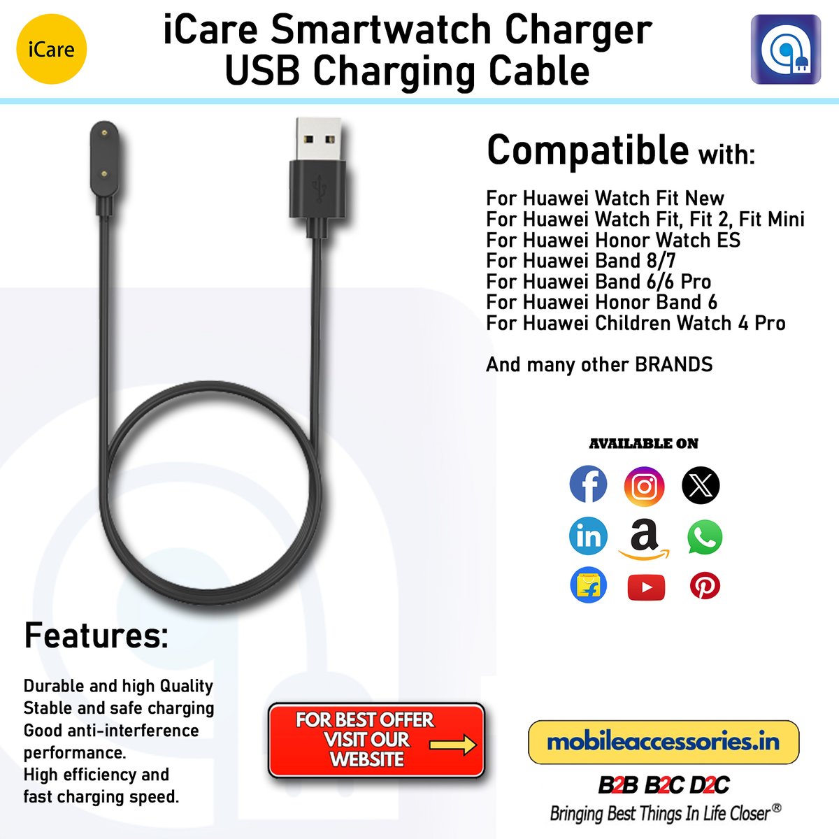 mobileacessory's tweet image. 📷 Introducing iCare&apos;s Smartwatch Charger USB Charging Cable

ORDER NOW!

#SmartwatchAccessories #SmartwatchStyle #SmartwatchHealth #SmartwatchApps
#SmartwatchFitness #SmartwatchLife