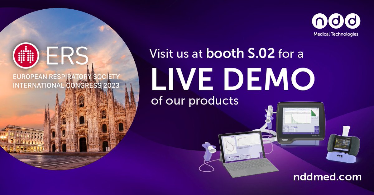 nddMedical's tweet photo. Off to Milan for #ERS 2023! We'll be at booth #S.02 with our #EasyOne advanced mobile ultrasound #PFT technology.
#nddOnTheRoad #pulmonaryfunction #spirometry #DLCO #ERScongress https://t.co/KW7LGColY6