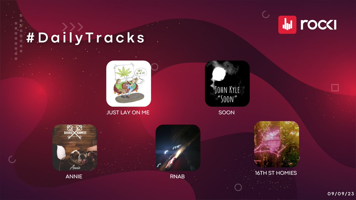 RockiApp's tweet photo. 🎧#DailyTrack🪕 - 09/09/23 $ROCKI

🎹JUST LAY ON ME - https://t.co/qpoKfWqTGy
🎻16TH ST HOMIES - https://t.co/aa25wtmwgw
🎷SOON - https://t.co/stsPhwIxr6
🎸ANNIE - https://t.co/7abst6COo5
🥁RNAB - https://t.co/u6FkUhRXFc https://t.co/bq0JRYoJx8