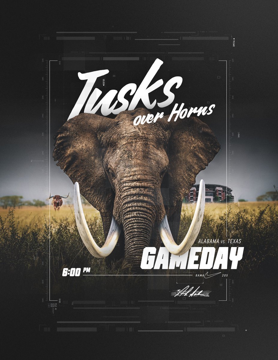AlabamaFTBL's tweet photo. Tusks > Horns

#RollTide https://t.co/RIXfKYoN5s