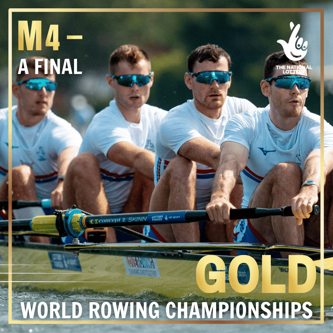 BritishRowing's tweet photo. Undefeated in 2023 💪🥇👏
World Champions once again, the men's four of Oli Wilkes, David Ambler, Matt Aldridge and Freddie Davidson show their class with a controlled race and a well-earned gold 🥇
What a crew 🔥
@TNLUK #ThankToYou #GBRowingTeam https://t.co/NH1PHYEy5T