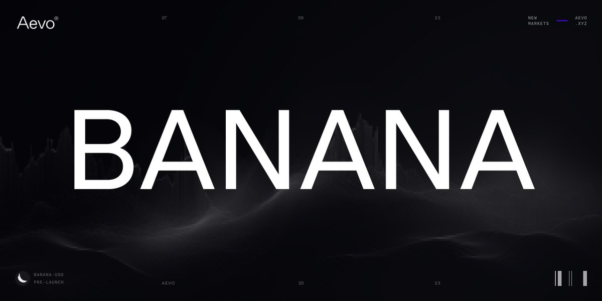 .<a href="/bananagun/"></a> just wrapped up their presale with an anticipated token launch next week!

If you have a bullish or bearish view on $BANANA, trade it on our Pre-Launch Futures market 🍌🔫

app.aevo.xyz/perpetual/bana…