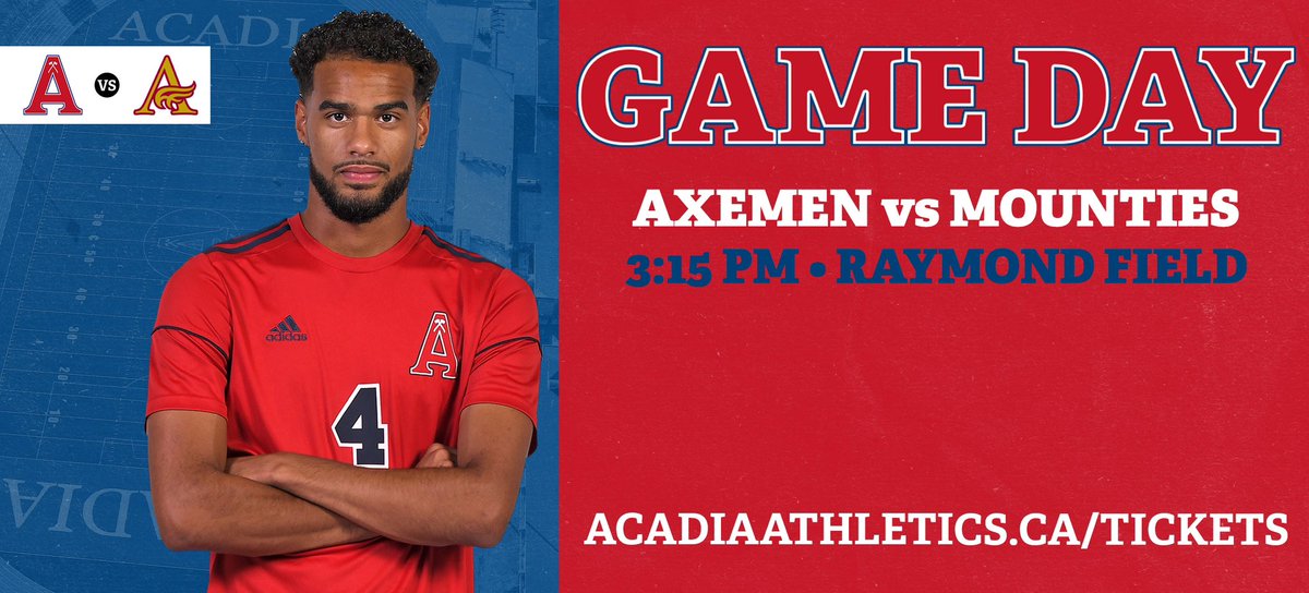 Acadia Athletics (@acadiaathletics) on Twitter photo ⚽️ GAME DAY
🆚 <a href="/MTA_Athletics/">Mounties Athletics</a>
📍 Raymond Field
⏰ 3:15 PM
🎟️ acadiaathletics.ca/tickets
📺 austv.ca ⚽️ GAME DAY
🆚 <a href="/MTA_Athletics/">Mounties Athletics</a>
📍 Raymond Field
⏰ 3:15 PM
🎟️ acadiaathletics.ca/tickets
📺 austv.ca