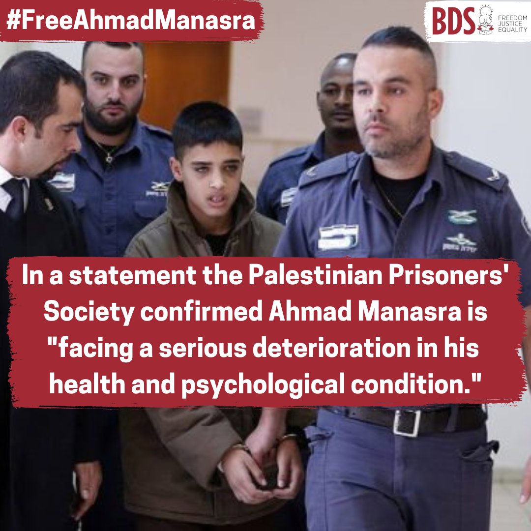 Ahmad, imprisoned since the age of 13 and subjected to torture and extensive periods of solitary confinement for the last 8 years.

We call for his immediate release and that of all Palestinian prisoners.

Sign the petition: bit.ly/3uvICJ0
#FreeAhmadManasra
#FreeThemAll