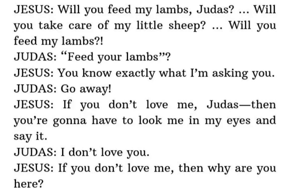 horseball's tweet photo. why the fuck did jesus and judas have such homoerotic tension im cryinh 😭 https://t.co/heOhL0FoV0