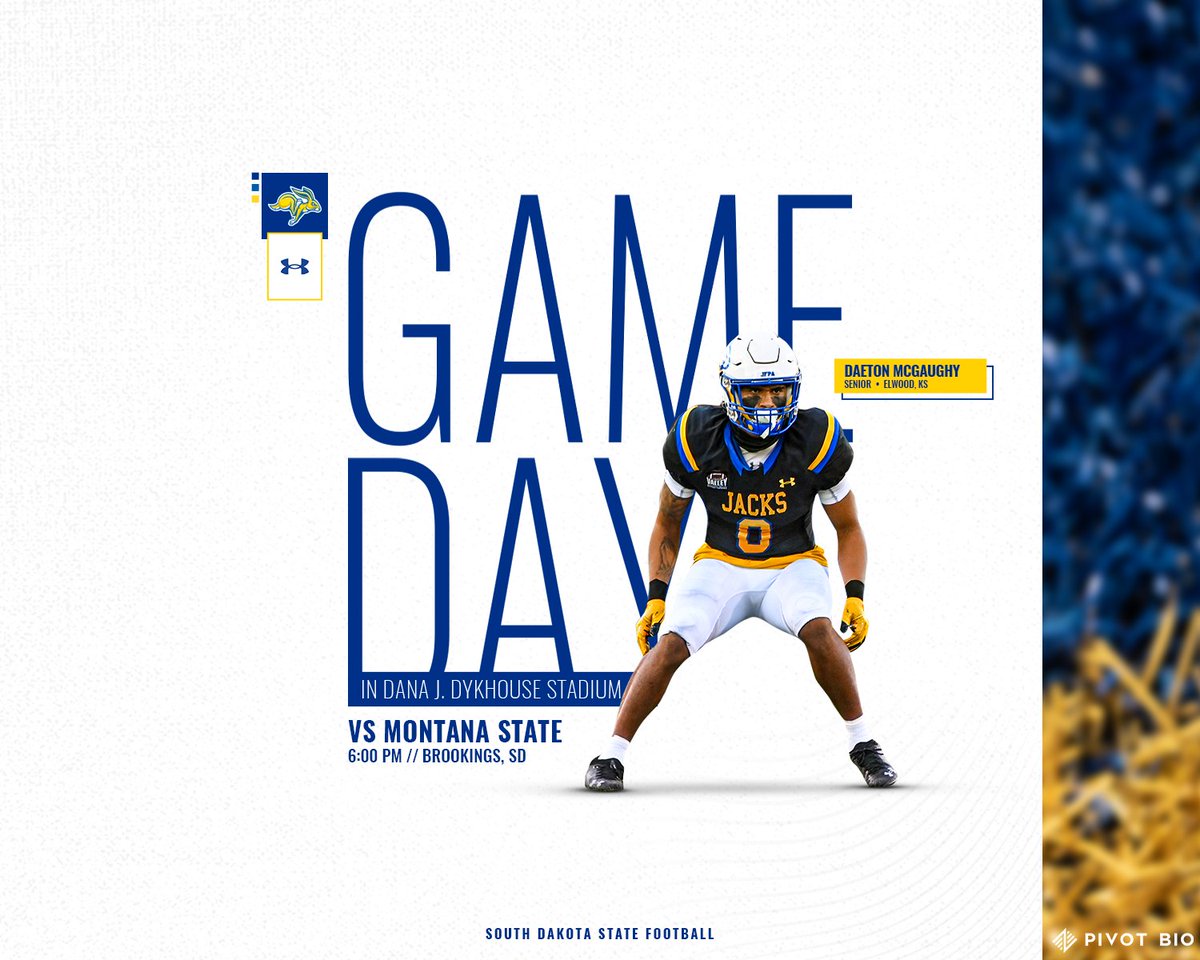 Wake up, Jackrabbits! It’s Gameday!
#1 South Dakota State vs #3 Montana State in the Beef Bowl
#JacksInBlack x #GoJacks 🐰🏈

⏰ » 6 p.m.
🏟️ » Dana J. Dykhouse Stadium
📺» Midco Sports | ESPN+ (es.pn/3RfMaLc)
📻» bit.ly/45IicnC
📊» GoJacksLive.com