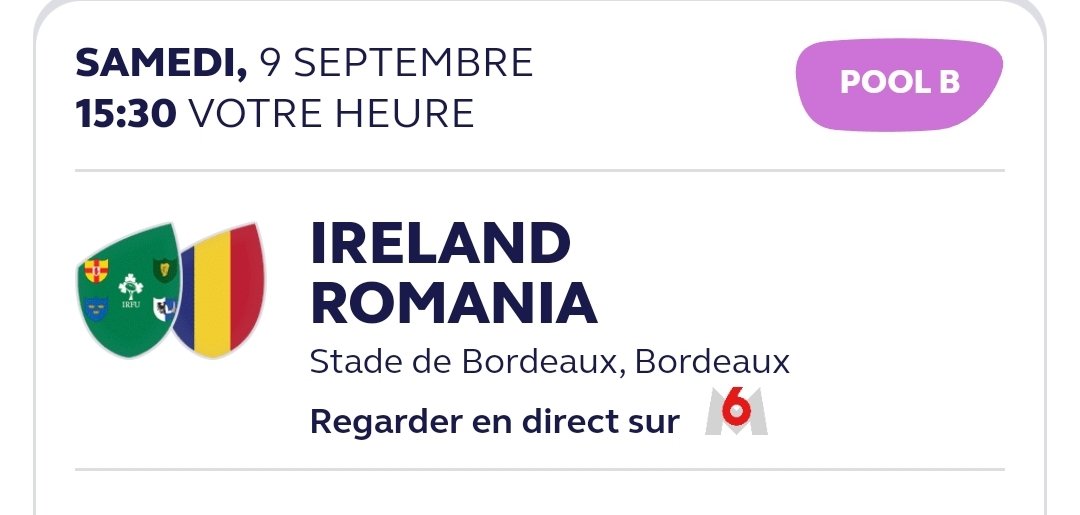 KaiKenza's tweet photo. 🏈🏆 entrer dans la compétition de l'Irlande contre la Roumanie
#IRLROU #RWC2023 https://t.co/lgJ611thQw