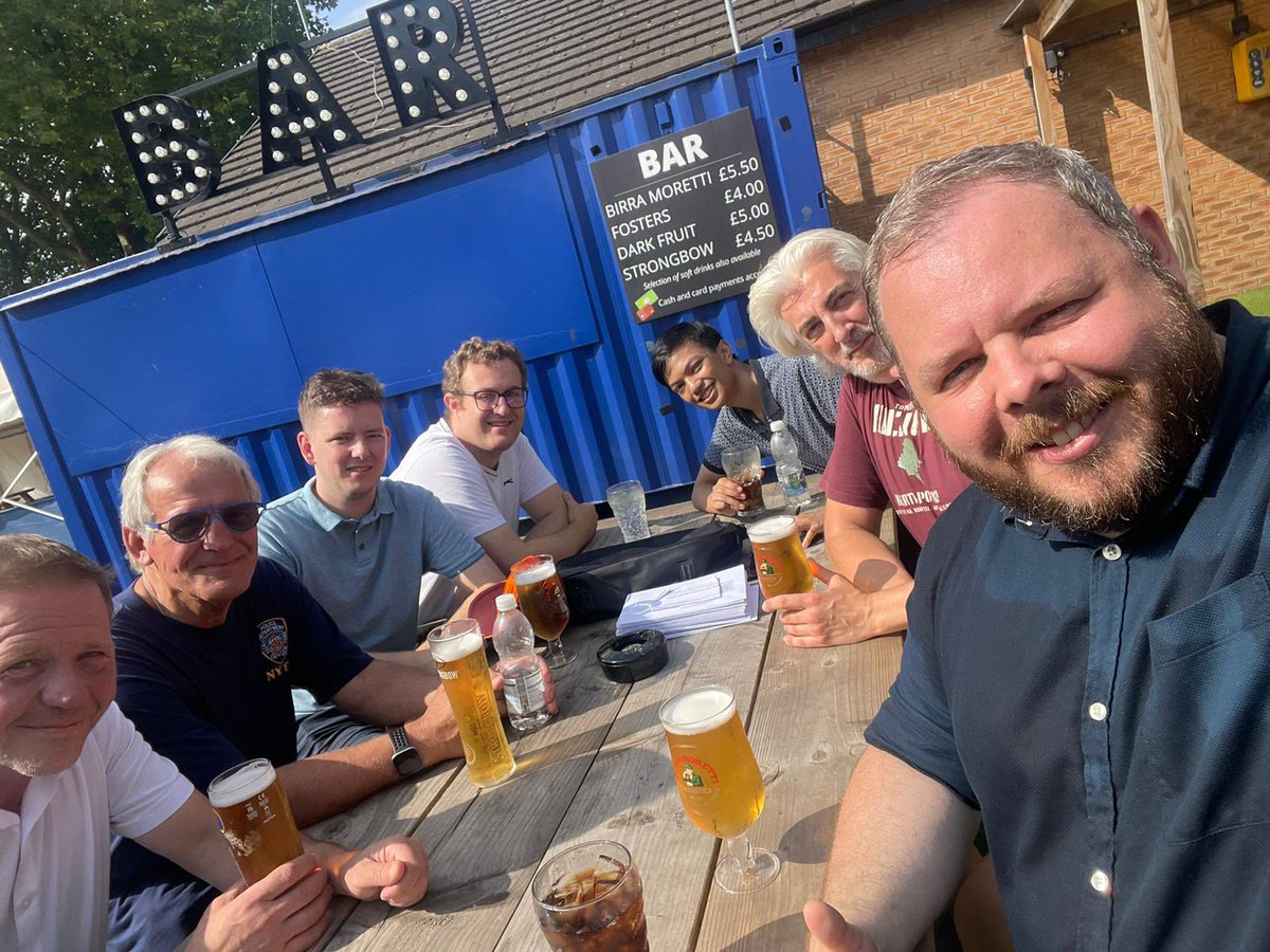 Campaigning with <a href="/antony_hig/">Antony Higginbotham</a> MP followed by a drink in the sun ☀️- wow it’s hot in Burnley today!