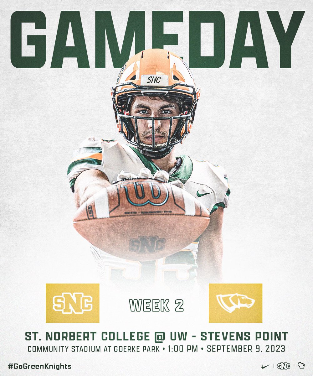 GameDay on the road‼️

🆚: UW - Stevens Point
⏰: 1:00 PM
📍: Stevens Point, WI
🏟: Community Stadium at Goerke Park
💻: youtube.com/live/G7Xs9LFmA…
📈: athletics.uwsp.edu/sidearmstats/f…

🟢⚔️🟡
#GoGreenKnights