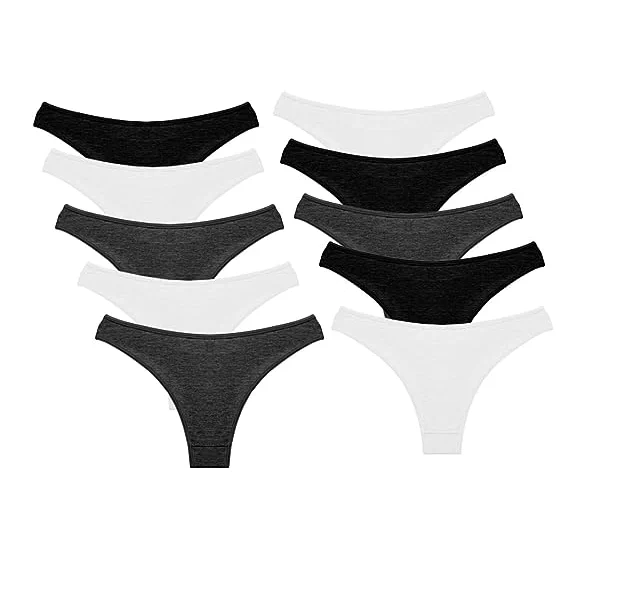 Kit com 10 Calcinhas Modelo Tanga de Algodão