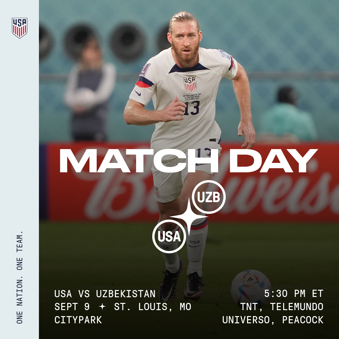 USMNT's tweet photo. MATCHDAY IN THE LOU

𝐈𝐧𝐭𝐞𝐫𝐧𝐚𝐭𝐢𝐨𝐧𝐚𝐥 𝐅𝐫𝐢𝐞𝐧𝐝𝐥𝐲

🇺🇸USA vs Uzbekistan 🇺🇿

5:30 PM ET
📍 St. Louis

📺 TNT / Telemundo, Universo, Peacock

Match Preview » https://t.co/QKcGrN7As0 https://t.co/0ZfOLEfxyH