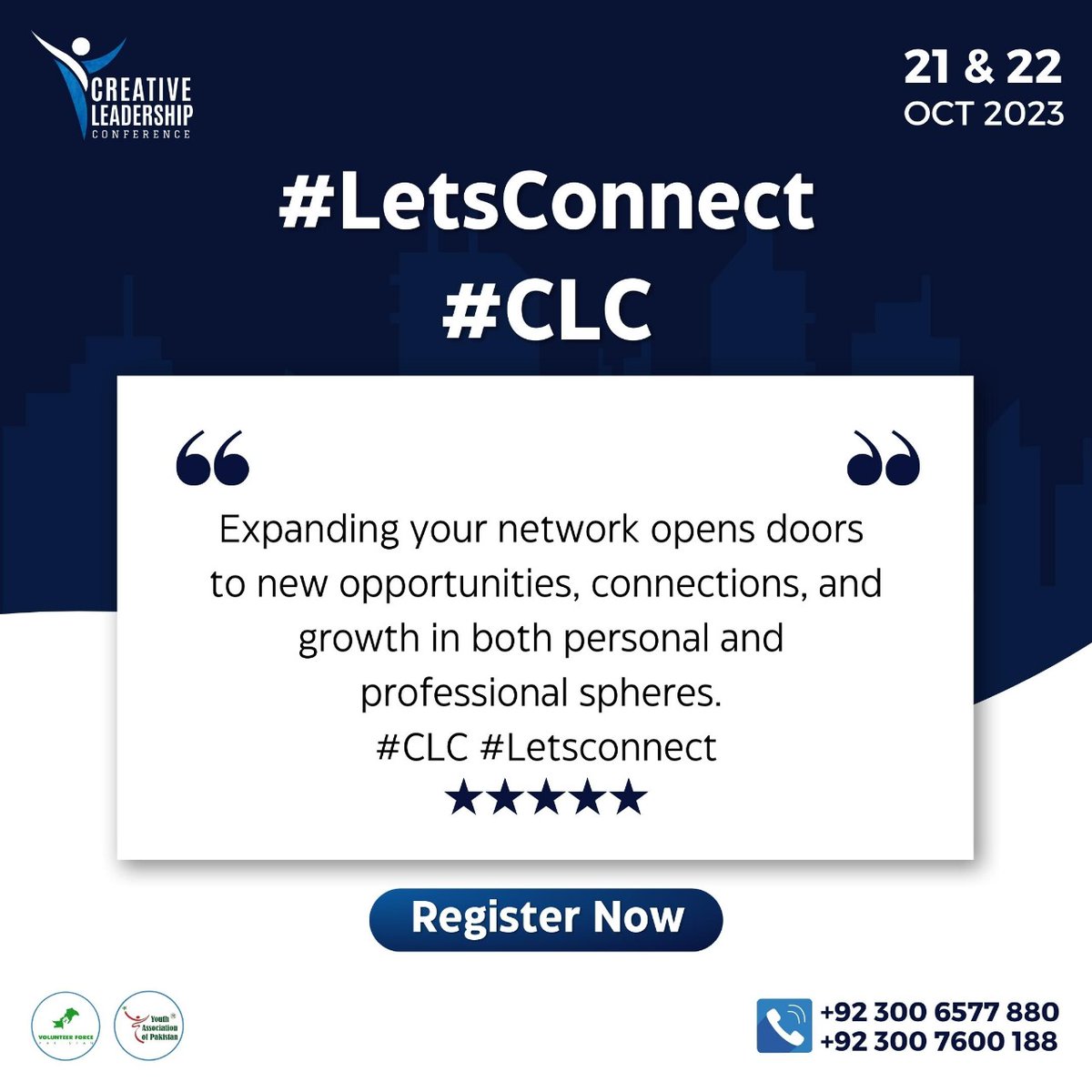 YAofPakistan's tweet photo. Networking is a pwrful catalyst for persnal &amp; professional growth. Thts why u should join us @ the Creative Leadership Conference to expand your network n forge meaningful connections. Lets come together, broaden our horizons, &amp; unlock endless possibilities.
#letsconnect  
#CLC https://t.co/5gs1Up4LZo