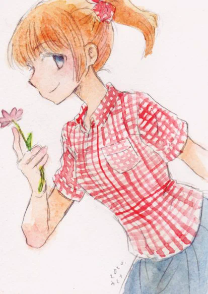 #日常水彩祭 素敵なお祭りに参加参加させていただきます。透明水彩で女の子の絵を描いてます。体調不良で休んでたのですが、最近また復活してきて楽しいです。 