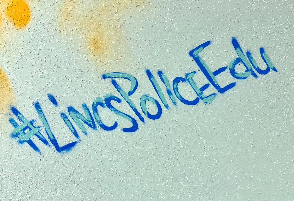 This might be the first time our education hashtag has been graffiti’d. It’s a little bit exciting It was obviously not the only thing that was sprayed. #superexciting #lincspoliceedu @imageskool