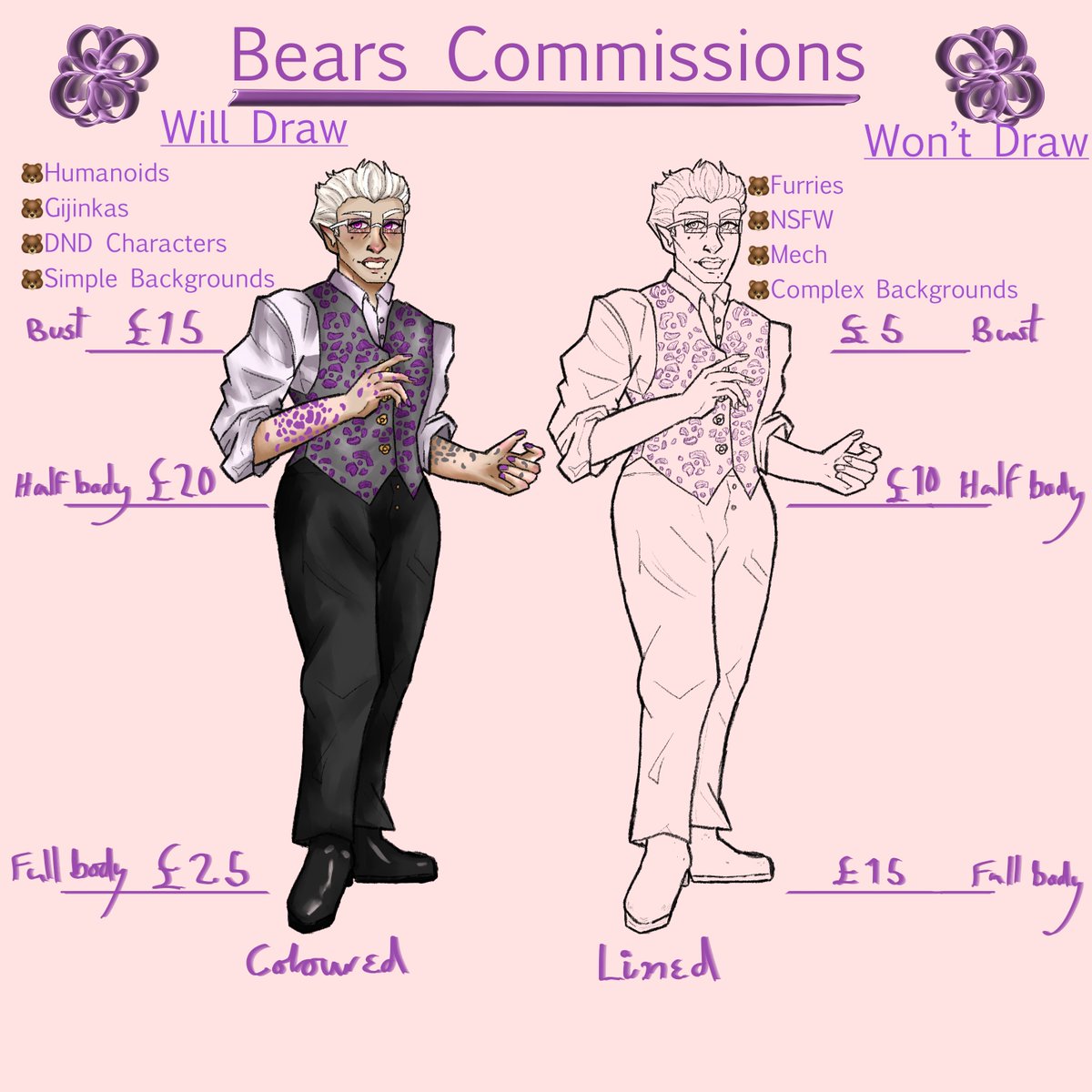 TinyBearFingers's tweet photo. New commissi0n post for my usual art style!
Chibis are still available and will be linked below
Please help me share around 💜 https://t.co/hF2rmSsohn