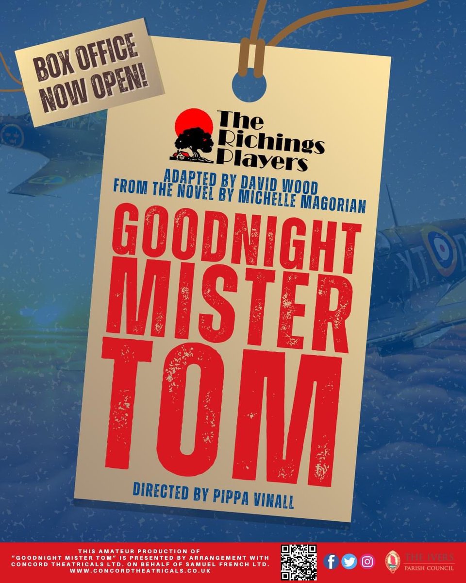 Tickets are now on sale for our upcoming production of “Goodnight Mister Tom”, adapted by David Wood from the novel by Michelle Magorian and directed by Pippa Vinall. Tickets cost £12 (plus booking fee) and can be purchased from: ticketsource.co.uk/richingsplayers