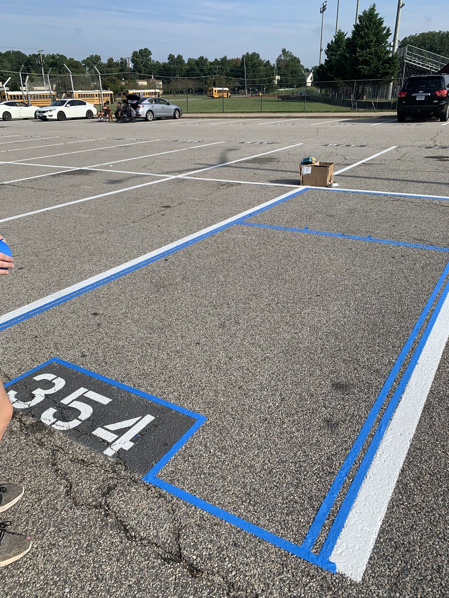 Senior Paint Day! The class of 2024 is up and out early painting their parking spaces! #itsourtime #2024 #2ENIORYE4R