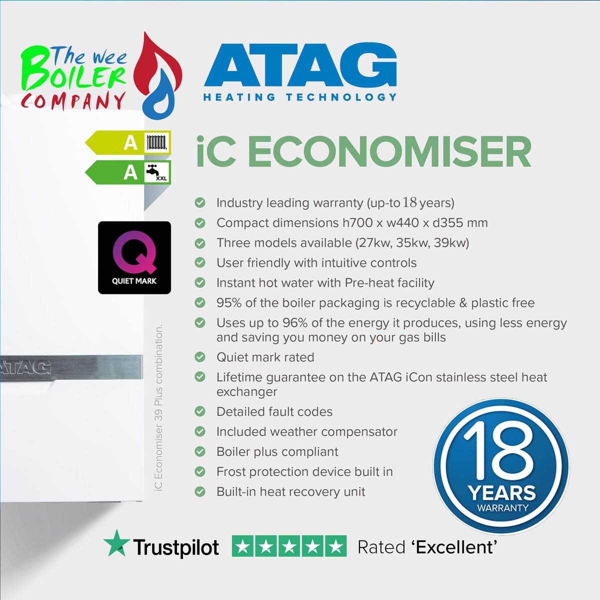 WeeBoiler's tweet photo. Did you know that a whopping 80% of home heating issues are due to old, inefficient boilers? It's time for a change, and we've got the solution. 🔧✨#ATAG boilers offer not just heating but peace of mind, with warranties ranging from 12 to an amazing 18 years! 🌟  #addATAG https://t.co/nJVmgNCzpW