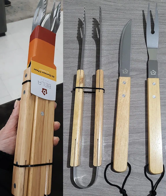 Kit Churrasco Bela Home 3 Peças Bambu