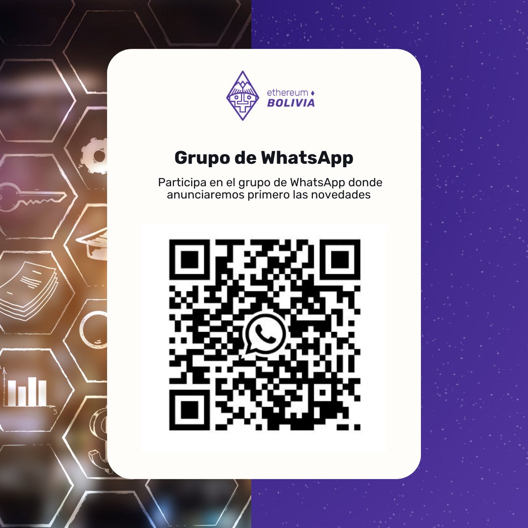 EthereumBo's tweet photo. ¿Quieren ser uno de los primeros en recibir las últimas actualizaciones, anuncios y novedades? Únanse a nuestro grupo de WhatsApp oficial y sean parte de la conversación. No se pierdan ni un detalle de esta emocionante experiencia. ¡Los esperamos! 😃📱💬 #ComunidadBlockchain https://t.co/zalHpdebd6