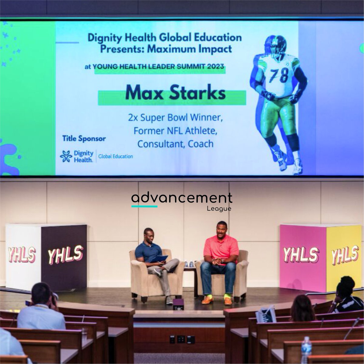 From the Super Bowl to an even bigger event stage (🤣), thank you DHGE Team for your sponsorship and support of Maximum Impact with 2x Super Bowl Winner Max Starks at YHLS 2023 🏈🏆

#advancementleague #membershipplatform #healthcare #health #community #communityimpact