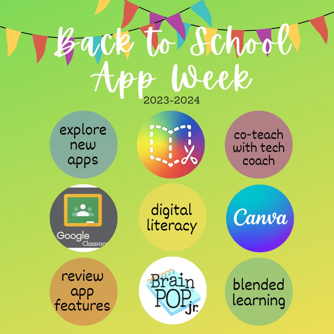 Back to school=back to apps. Students explored new/not so new apps. Now they’re ready to use these amazing tools in their learning this year. @canva @BookCreatorApp @brainpop @GoogleForEdu