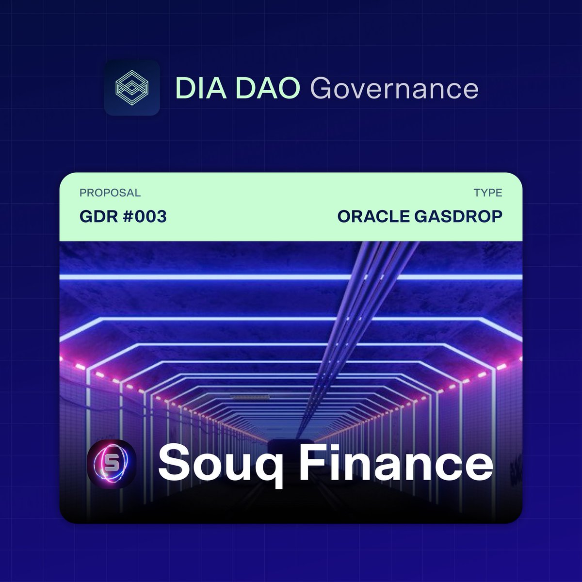 🗳️ Vote Reminder

The vote to validate <a href="/SouqFinance/">Souq</a> as the 3rd recipient of the DIA Oracle Gasdrop ends in 24 hours.

Vote on #Snapshot now 👇
snapshot.org/#/diadao.eth/p…