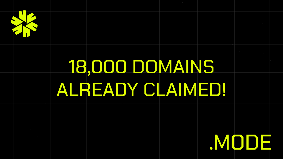 Mode_Domains's tweet photo. More than 18,000 domains claimed!
What are you waiting for? Claim your unique name today!
#ModeDomains #Web3 #Mode @modenetwork @Galxe https://t.co/RC1C5HwjfU