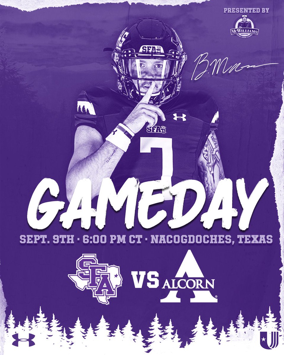 GAMEDAY IN NAC!

SFA 🆚 Alcorn State
⏰ : 6:00 PM
🎟️ : bit.ly/SFAVsAlcornSta…
🎥 : es.pn/3Pa7WNQ
📻 : bit.ly/Q107ListenLive
📊 : bit.ly/3Lgh9Da
📰 : bit.ly/3Z6assQ
🟣 : Purple Out
🔥 : First 250 fans will receive an SFA hat!

#AxeEm x #RaiseTheAxe