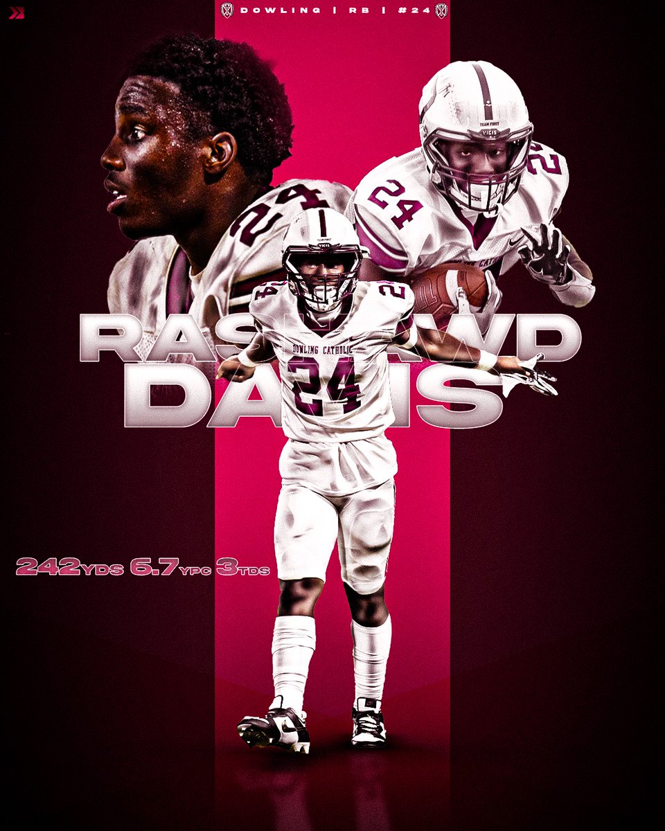 Rashawd Davis, with a vast night helping to rally Dowling to their 35-14 win over Ankeny. Pictures: Fabe Design: @witty.visuals #ihssa :iahsfb