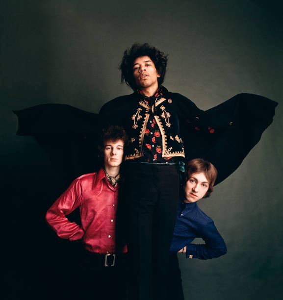 The Jimi Hendrix Experience during the photoshoot for the album 'Are You Experienced', 1967. Photo by Bruce Fleming.