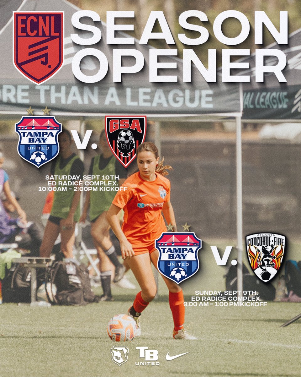 tbusoccer's tweet photo. ECNL Girls and ECNLR Girls are back to business this weekend with their season openers!

#TampaMade | #NoThemOnlyUs https://t.co/qluG6cXOUZ